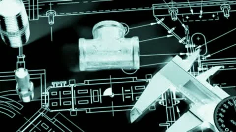 Blueprint and plumbing items Stock Footage 21306435