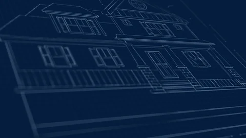 Blueprint Architectural Design the plan of a Modern House Construction Drawings Stock Footage 111925726