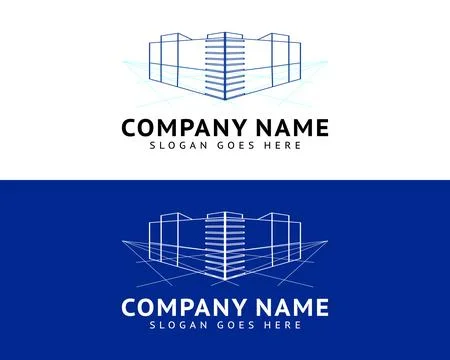 Blueprint, Architecture, Construction Logo Template Design Stock Illustration