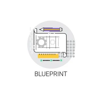 Blueprint Architecture Design Development Icon Stock Illustration