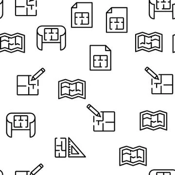 Blueprint Architecture Vector Seamless Pattern Illustrazione stock