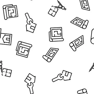 Blueprint Architecture Vector Seamless Pattern Illustrazione stock