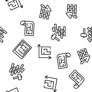 Blueprint Architecture Vector Seamless Pattern 库存插图