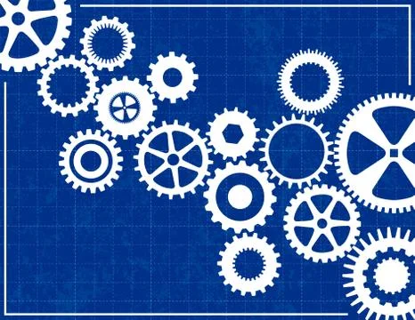 Blueprint background with cogs 스톡 일러스트