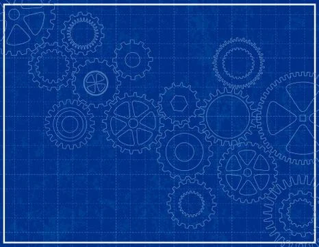 Blueprint background with cogs Stockillustratie