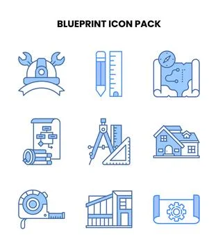 Blueprint Blue Graphics Icons Pack Ilustración de archivo