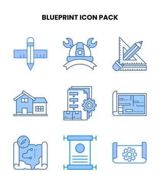 Blueprint Blue Icons Pack 스톡 일러스트