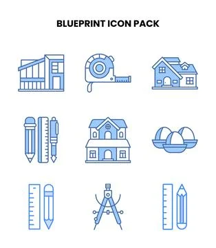 Blueprint Blue Icons Pack 스톡 일러스트