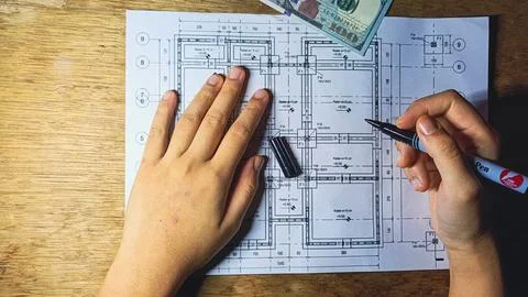 Blueprint Budgeting: Construction Costs Stock Illustration