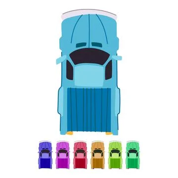 Blueprint car top view vector cartoon graphic Ilustração Stock