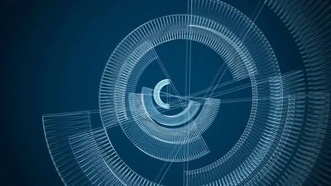 Blueprint circles triangle loop Stock Footage 84336686