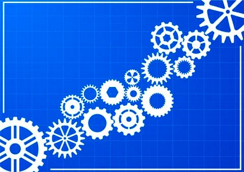 Blueprint with cogwheels Stock Illustration