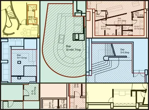 Blueprint computer generated many pieces of a building blueprint Copyright... Stock Photos