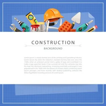 Blueprint Construction Background with Copy Space Stock Illustration