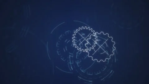 Blueprint digital cogs rotating seamless loop motion background Stock Footage 345761063