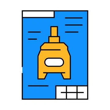Blueprint drafting mechanical engineer icon color illustration Illustrazione stock