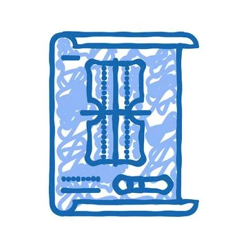 Blueprint drafting mechanical engineer icon doodle illustration Stock Illustration