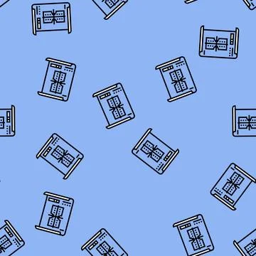 Blueprint drafting mechanical engineer vector seamless pattern Stock Illustration