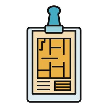 Blueprint drawing on a construction planning clipboard Stock Illustration