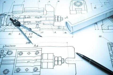 Blueprint drawing 스톡 일러스트