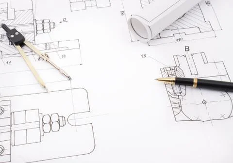 Blueprint drawing project Stockillustratie