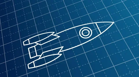 Blueprint drawing of the rocket scheme Stock Footage 42561673