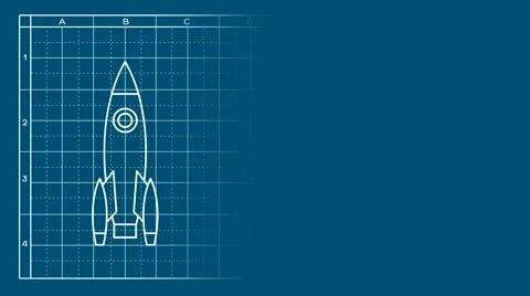 Blueprint drawing of the rocket scheme Stock Footage 47465299
