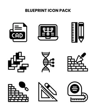 Blueprint DuoTone Bundle Icons Pack Stock Illustration
