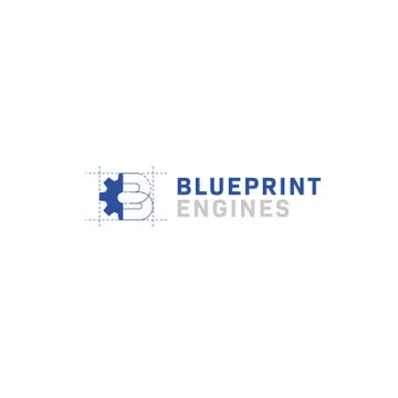 Blueprint engine machine logo with letter B and gear icon symbol Illustrazione stock
