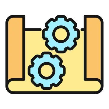 Blueprint engineering plan with cogs developing mechanics Stock-Illustration