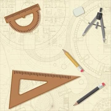 Blueprint with equipment. Stock Illustration