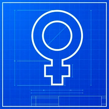 Blueprint female symbol Stock Illustration
