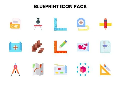 Blueprint Flat Graphics Icons Pack Illustration