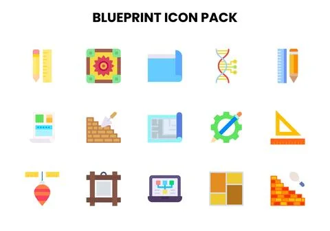 Blueprint Flat Graphics Icons Pack Ilustración de archivo
