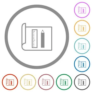 Blueprint flat icons with outlines Stock Illustration