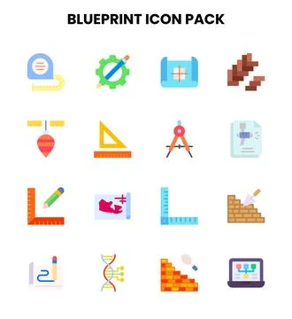 Blueprint Flat UI Icons Pack Stock Illustration