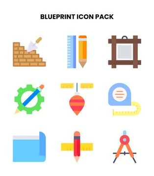 Blueprint Flat UI Icons Pack Stock Illustration