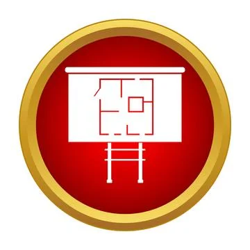 Blueprint floor plan on presentation board icon Stock Illustration