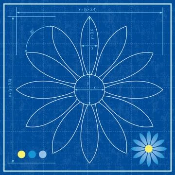 Blueprint of a flower Stockillustratie
