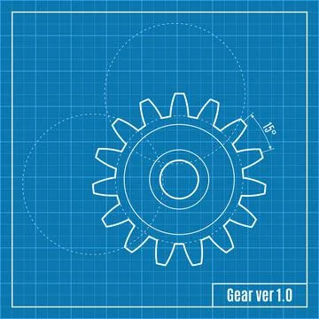 Blueprint of gear. Vector illustration. Stock Illustration