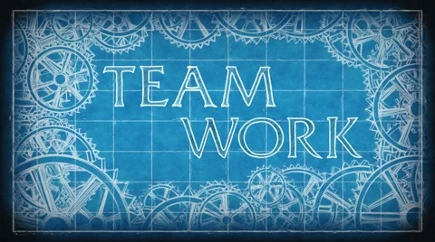 Blueprint Gears Teamwork Frame 4K Stock Footage 63118080