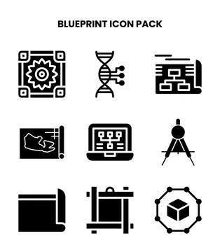 Blueprint Glyph Vector Icons Pack Illustration