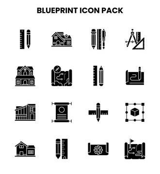 Blueprint Glyph Vector Icons Pack イラスト素材
