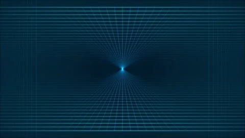 Blueprint grid animation. Blue perspective blueprint grid with central point Stock Footage 342201274