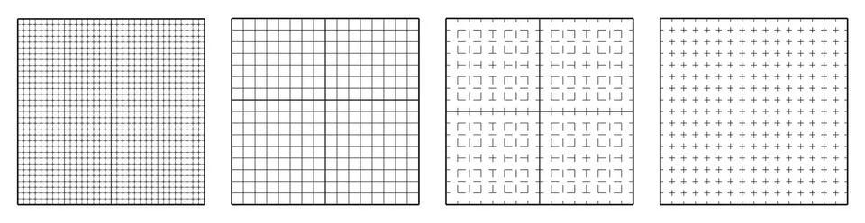Blueprint grid pattern set with precise lines Stock Illustration