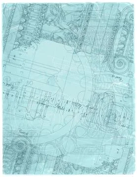 Blueprint - hand draw sketch ionic architectural order Stock Illustration