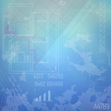 Blueprint with a heating system. 스톡 일러스트