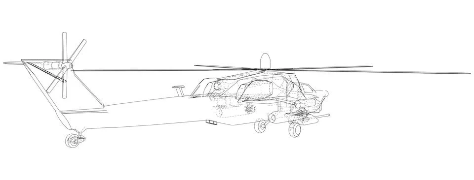 Blueprint of helicopter. Vector wireframe concept. Blue purple. Created Stock-Illustration