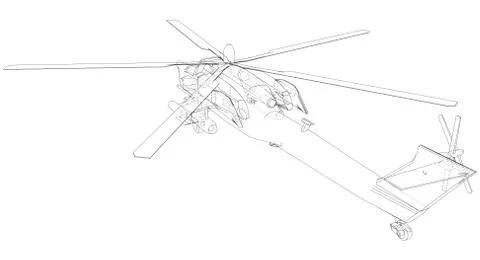 Blueprint of helicopter. Vector wireframe concept. Blue purple. Created 스톡 일러스트