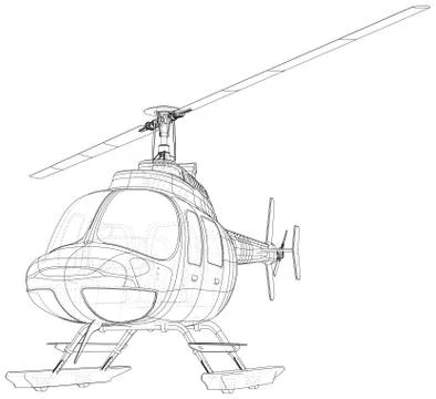 Blueprint of helicopter. Vector wireframe concept. Blue purple. Created 스톡 일러스트